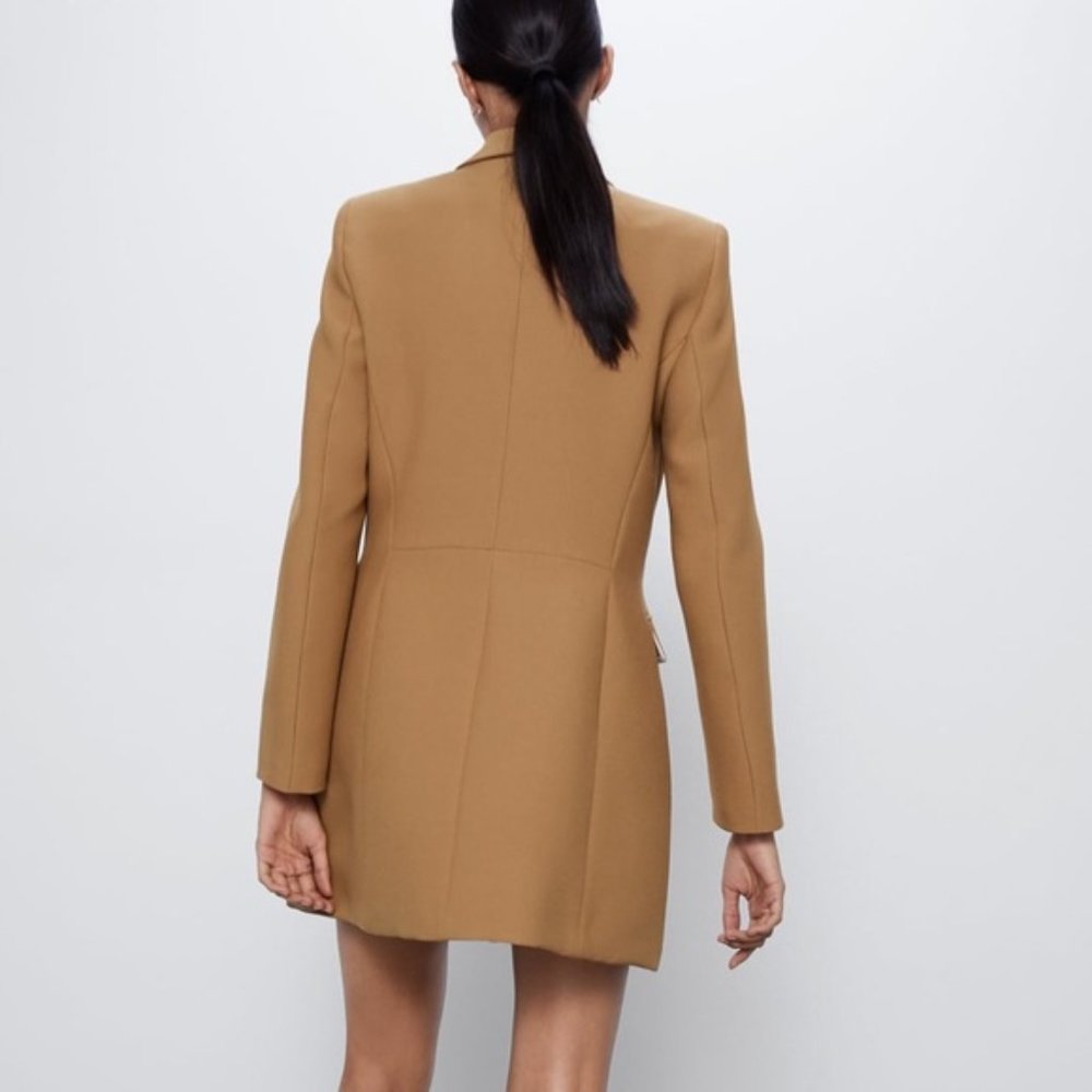 Zara Tan Double-Breasted Blazer Dress - Picture 2 of 9